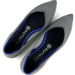 Rothys The Point Pebble Gray Birdseye Textile Ballet Flat Shoe Women’s 9.5